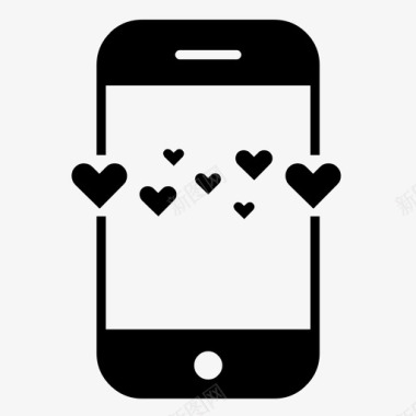 智能手机心脏社交媒体图标图标