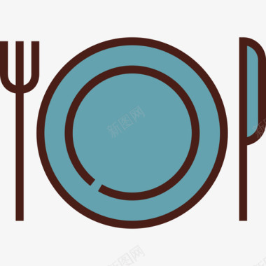 盘子食物6线性颜色图标图标