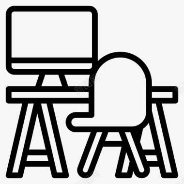 办公桌椅子电脑图标图标
