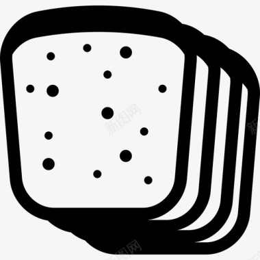 面包食品和饮料7固体图标图标