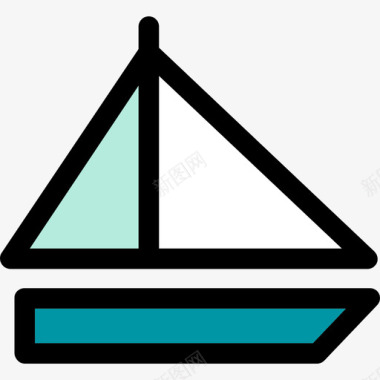 帆船运输线性度假元素图标图标