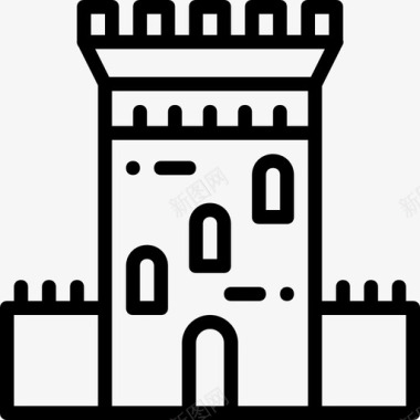 塔楼中世纪2直线形图标图标