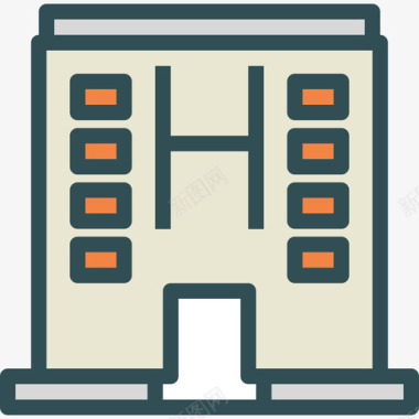 医院8号楼线性颜色图标图标