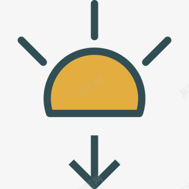 日落16号天气线性颜色图标图标