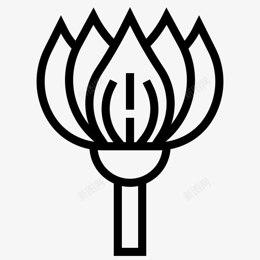 莲花芽花图标svg_新图网 https://ixintu.com 泰国 泰国符号线 花 芽 莲花