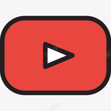 Youtube社交媒体图标徽标线条颜色图标