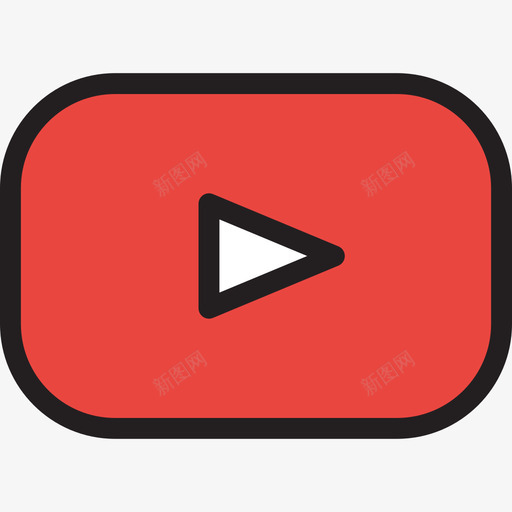 Youtube社交媒体图标徽标线条颜色svg_新图网 https://ixintu.com Youtube 社交媒体图标徽标 线条颜色