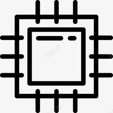 微型芯片电子4线性图标图标