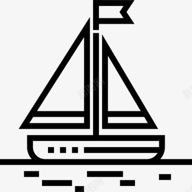 帆船运输4直线图标图标