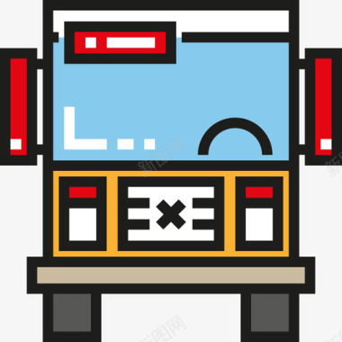 公共汽车交通大包装线性颜色图标图标