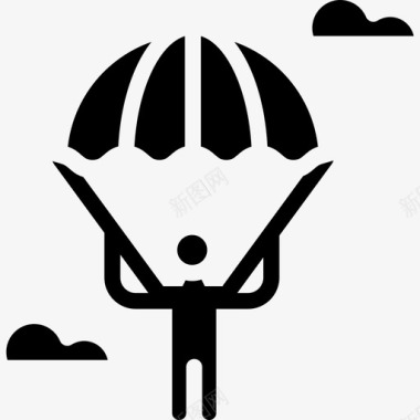 跳伞者运动暑假套装图标图标