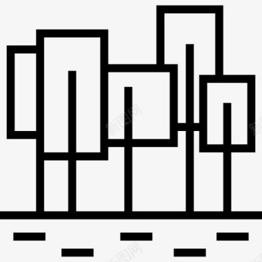 森林景观6线性图标图标