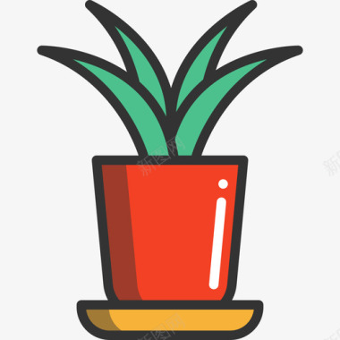 植物家具线性颜色图标图标