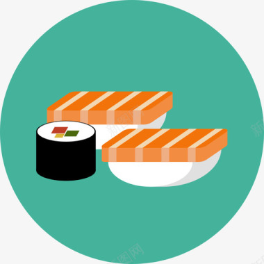 寿司食品饮料扁平圆形图标图标