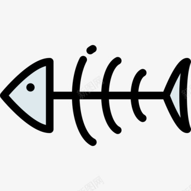 鱼骨海洋生物2线性颜色图标图标