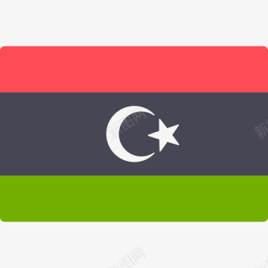 利比亚国际旗帜长方形图标图标