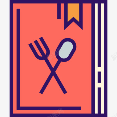 菜谱厨房6线性颜色图标图标
