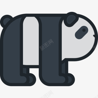 熊猫动物10线形颜色图标图标