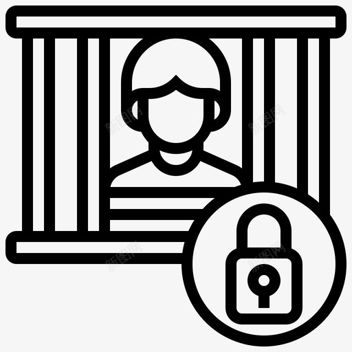 监狱司法锁图标svg_新图网 https://ixintu.com 司法 囚犯 监狱 赌博线 锁