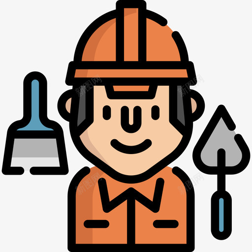 建筑工人职业和工作3线性颜色图标svg_新图网 https://ixintu.com 建筑工人 线性颜色 职业和工作3