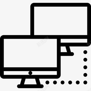 网络计算机和数据2线性图标图标