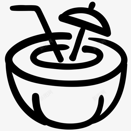 椰子饮料水果图标svg_新图网 https://ixintu.com 夏天 果汁 椰子 水果 食物轮廓涂鸦 饮料