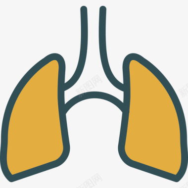 肺医学9线性颜色图标图标