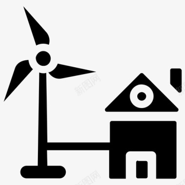 家庭风车风电场风力发电图标图标