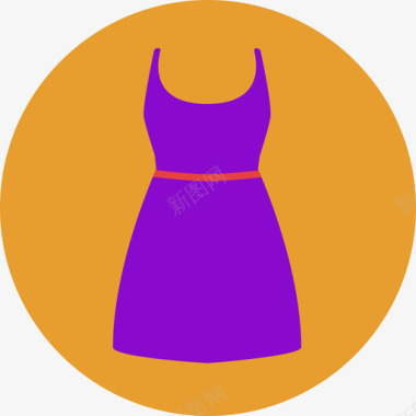 连衣裙衣服和鞋类圆形扁平图标图标