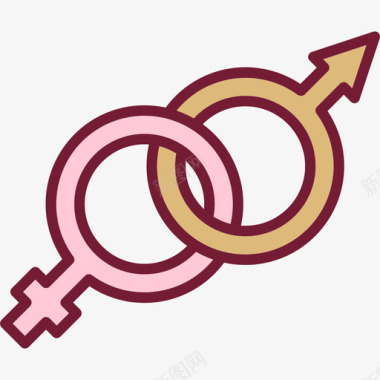 性别符号线性颜色情人节套装浅圆形图标图标