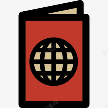 护照彩色旅游和旅游浅圆形图标图标