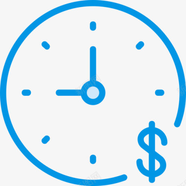 时钟商务和市场部蓝色图标图标