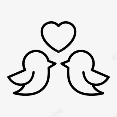 鸟对爱情情人节图标图标
