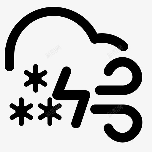 雪或雷和风云天气图标svg_新图网 https://ixintu.com 云 天气 雪或雷和风