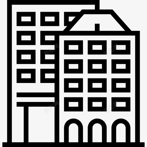 建筑物城市元素3线性图标svg_新图网 https://ixintu.com 城市元素3 建筑物 线性