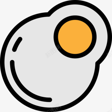 煎蛋食品和餐厅大包装颜色线颜色图标图标
