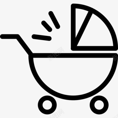 婴儿推车家庭元素2线性图标图标