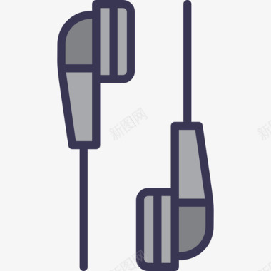 入耳式耳机技术元素套装浅平边框图标图标