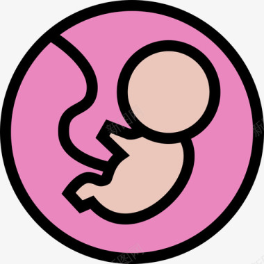 胎儿医学和牙科颜色图标图标