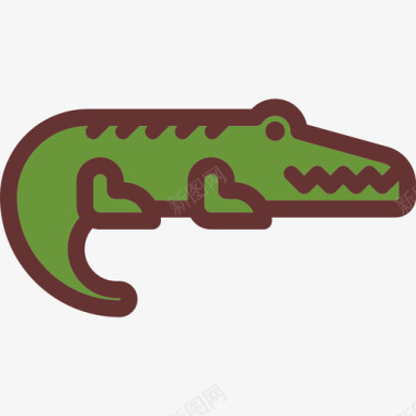鳄鱼动物14线形颜色图标图标