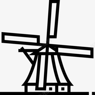 Kinderdijk风车地标2线性图标图标