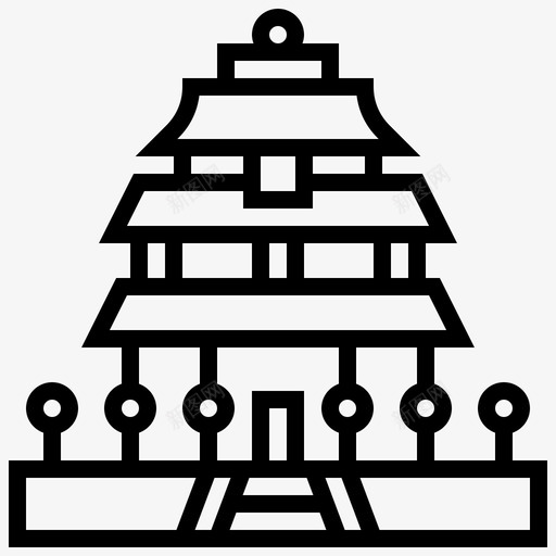 寺庙建筑瓷器图标svg_新图网 https://ixintu.com 中国符号线 天堂 寺庙 建筑 瓷器