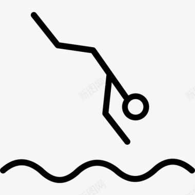 跳水运动员运动和游戏直线型图标图标