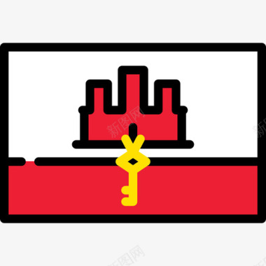 直布罗陀旗帜收藏矩形图标图标