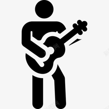 吉他音乐家人类象形图填充图标图标