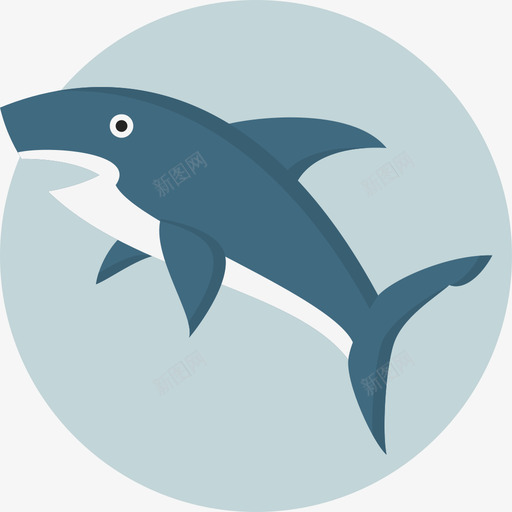 鲨鱼动物9扁平图标svg_新图网 https://ixintu.com 动物9 扁平 鲨鱼