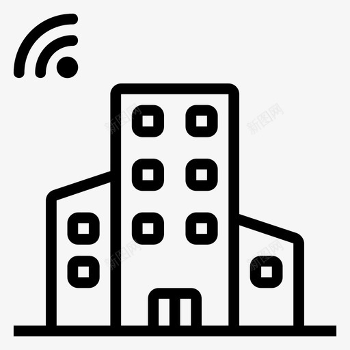 建筑连接网络图标svg_新图网 https://ixintu.com 建筑 智慧城市 网络 连接