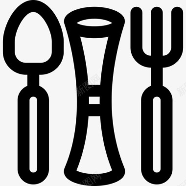 餐具厨房用具线状餐具图标图标