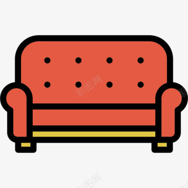 沙发线性颜色客房元素线性颜色图标图标