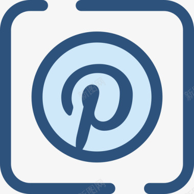 Pinterest社交网络2蓝色图标图标
